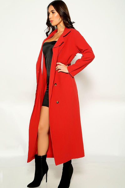 Iron Long Sleeve Button Trench Coat - AMIClubwear