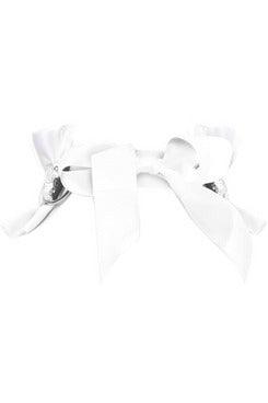 Kitten Collection White/Silver Satin & Sequin Choker - AMIClubwear