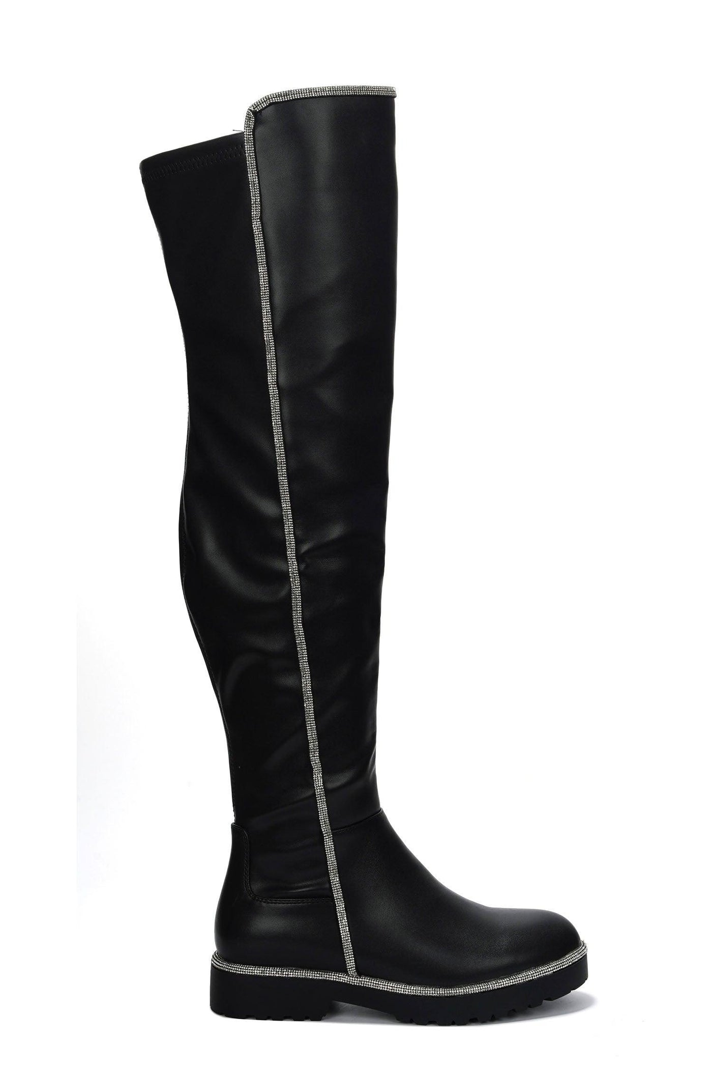 KURI - BLACK Thigh High Boots - AMIClubwear