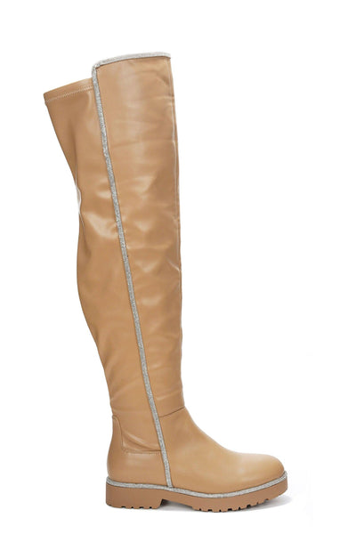 KURI - TAN Thigh High Boots - AMIClubwear