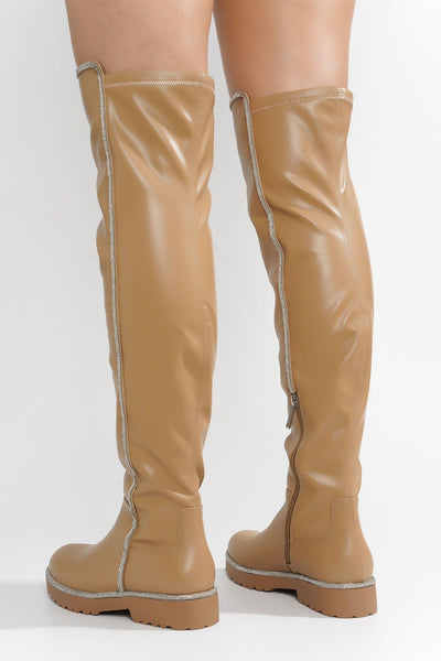 KURI - TAN Thigh High Boots - AMIClubwear