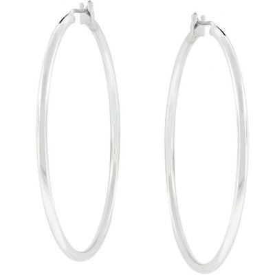 Large Silvertone Finish Hoop Earrings - AMIClubwear