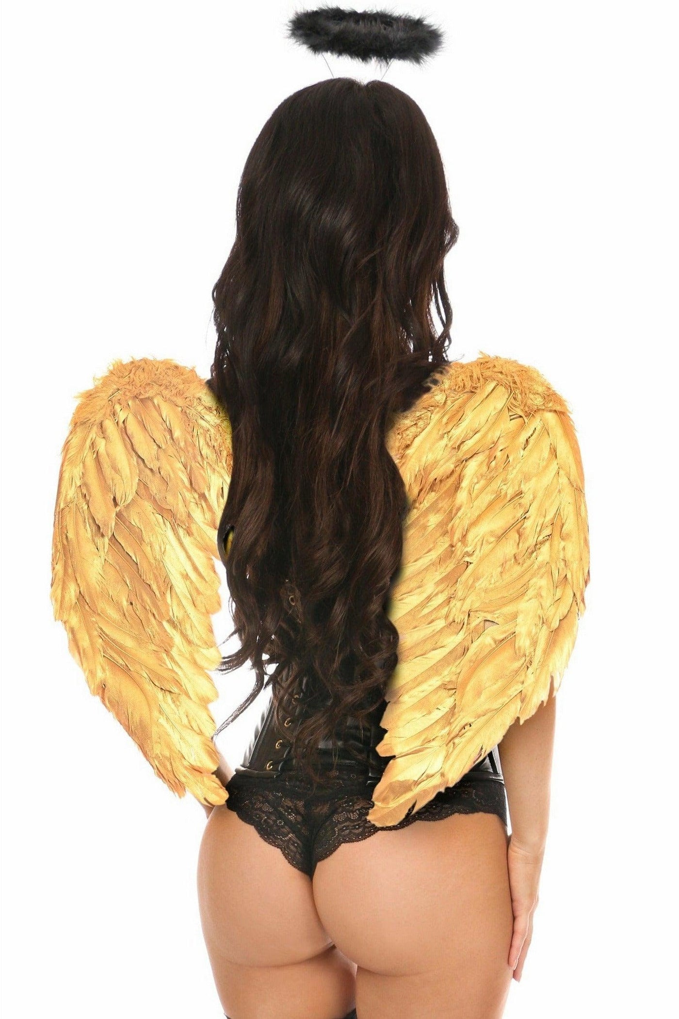 Lavish 3 PC Gold Gothic Angel Corset Costume - AMIClubwear