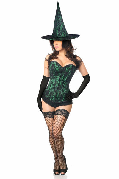 Lavish 3 PC Spellbound Green Lace Witch Corset Costume - AMIClubwear