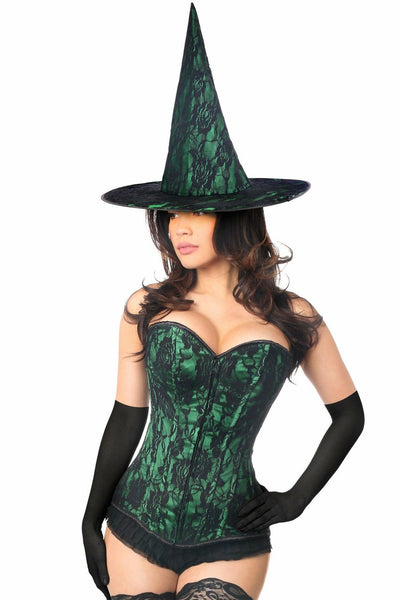 Lavish 3 PC Spellbound Green Lace Witch Corset Costume - AMIClubwear