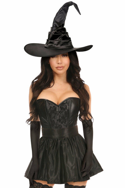 Lavish 4 PC Black Lace Witch Corset Costume - AMIClubwear