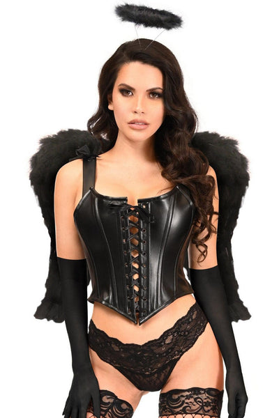 Lavish 4 PC Faux Leather Dark Angel Corset Costume - AMIClubwear