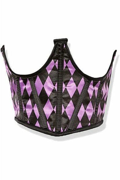 Lavish Black & Purple Diamond Satin Open Cup Waist Cincher - AMIClubwear