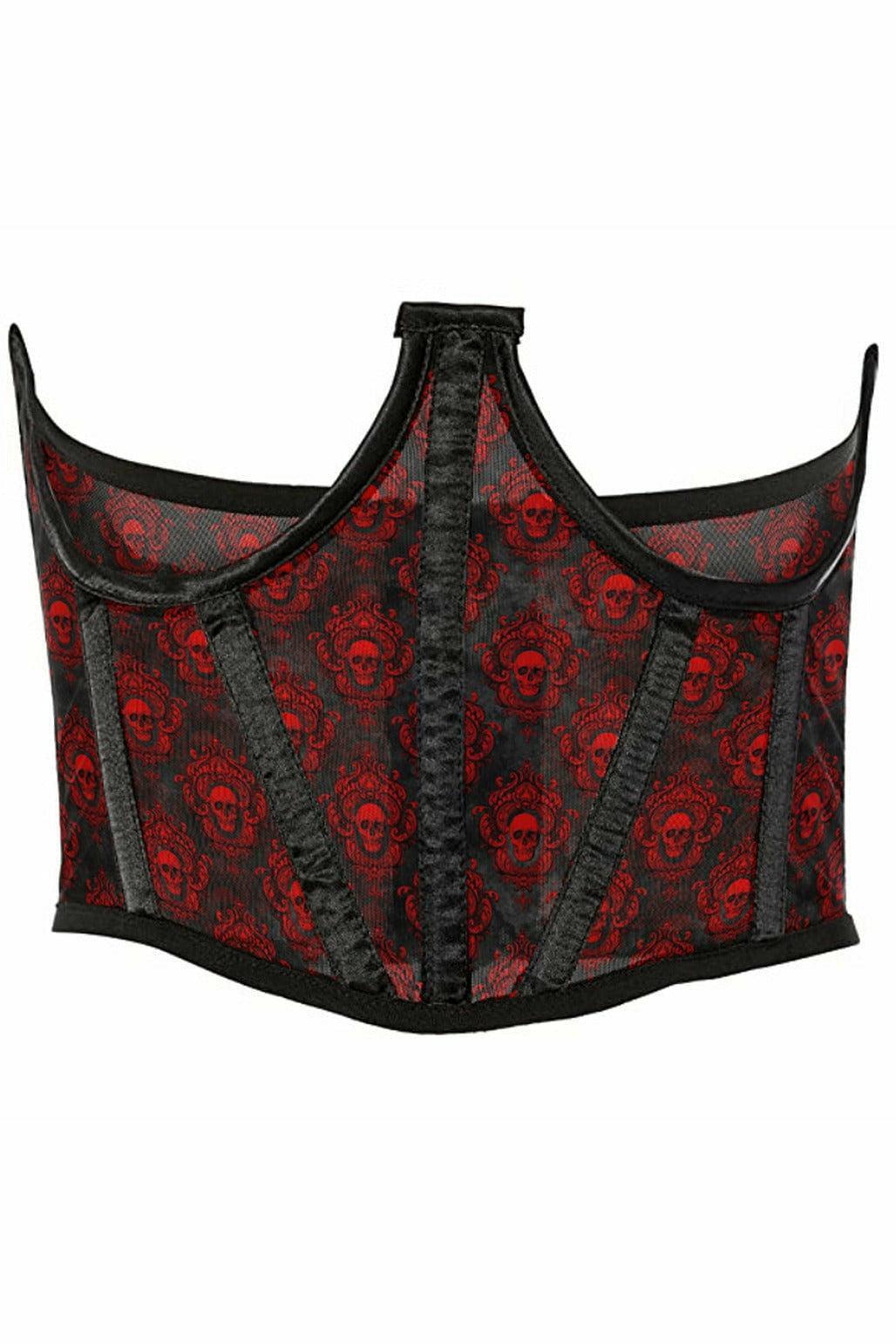 Daisy Corsets Lavish Black & Red Skull Mesh Open Cup Waist Cincher –  AMIClubwear