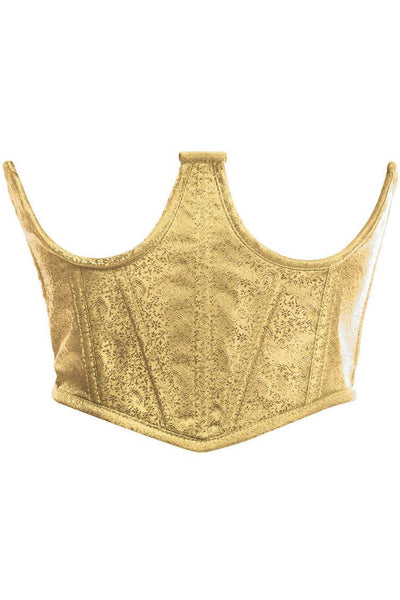 Lavish Gold Brocade Open Cup Waist Cincher - AMIClubwear