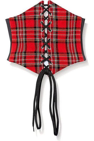 Lavish Red Plaid Corset Belt Cincher - AMIClubwear