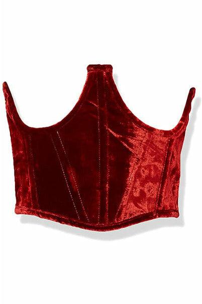 Lavish Red Velvet Underwire Waist Cincher Corset - AMIClubwear