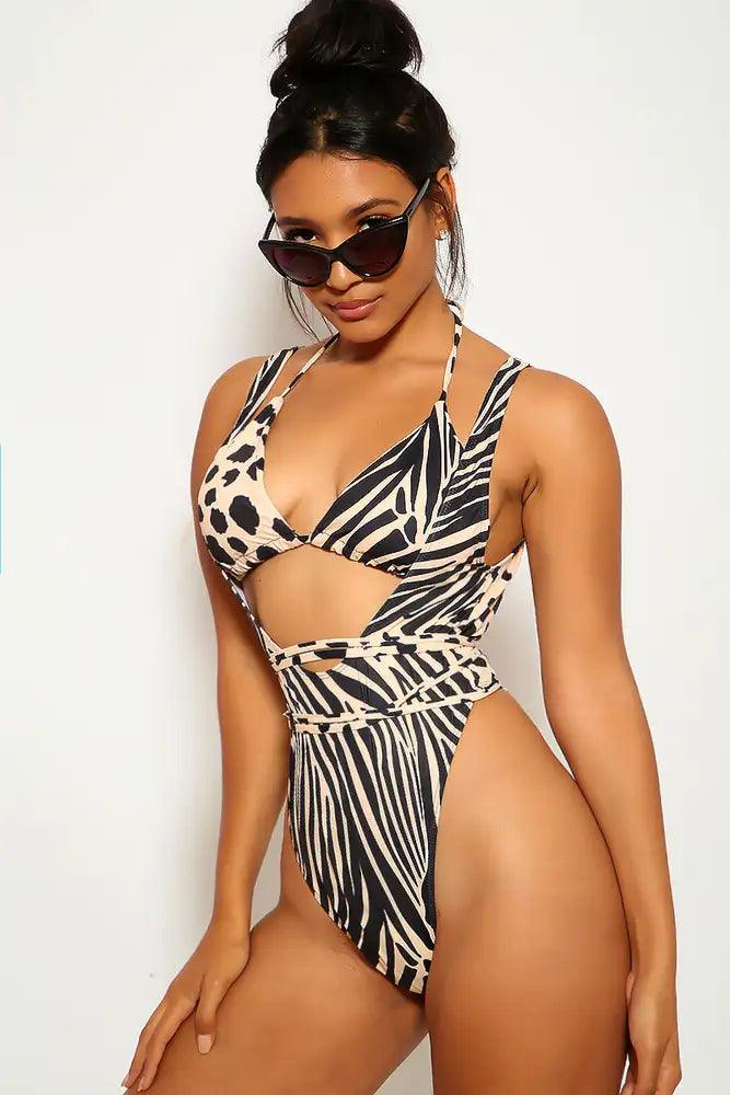 Leopard Animal Print Cheeky Two Piece Swimsuit - AMIClubwear