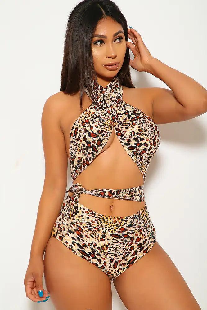 Leopard Animal Print High Waist Bikini - AMIClubwear