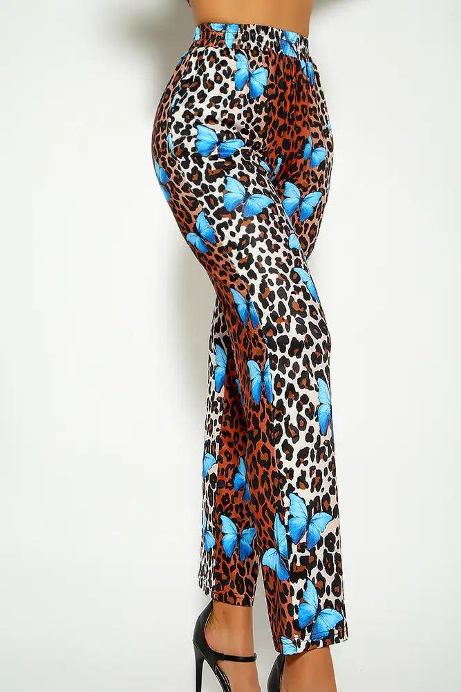 Leopard Butterfly Print Pants - AMIClubwear