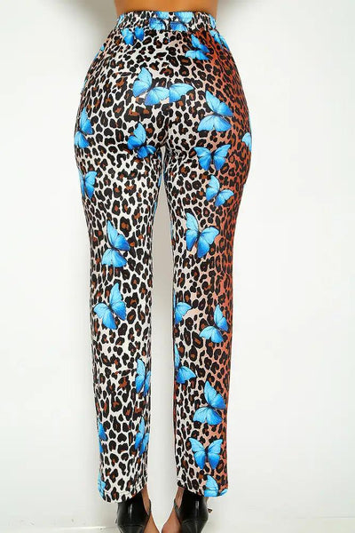 Leopard Butterfly Print Pants - AMIClubwear