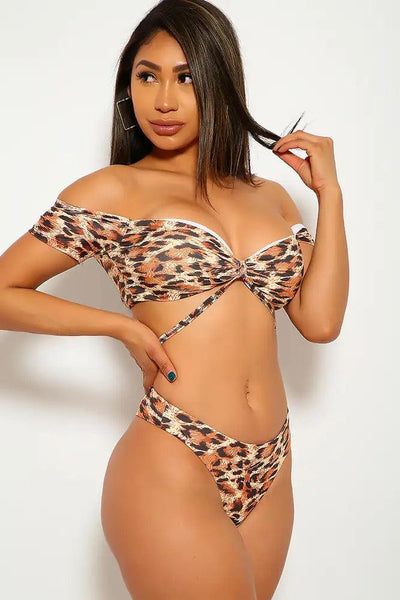 Leopard Cheeky High Waist Two Piece Swimsuit - AMIClubwear