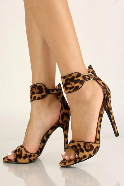 Leopard Print Faux Leather High Heels - AMIClubwear