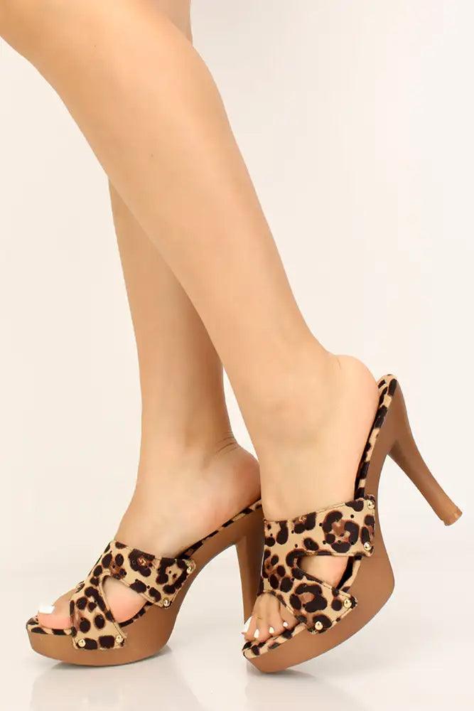 Leopard Print Faux Suede High Heels - AMIClubwear