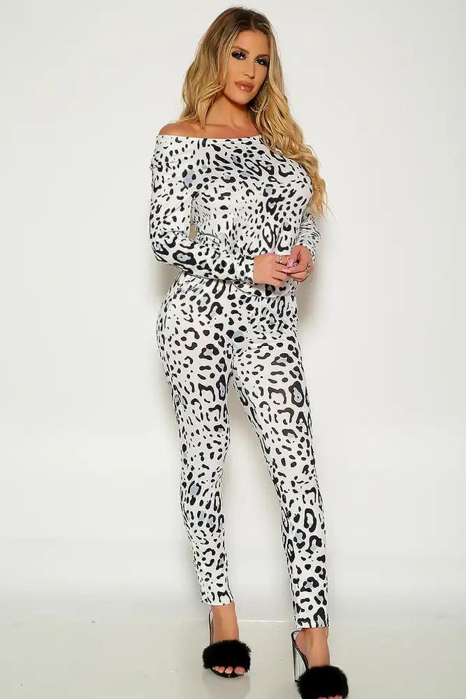 Leopard Print Long Sleeve Hooded Two Piece Lounge Wear Outfit - AMIClubwear