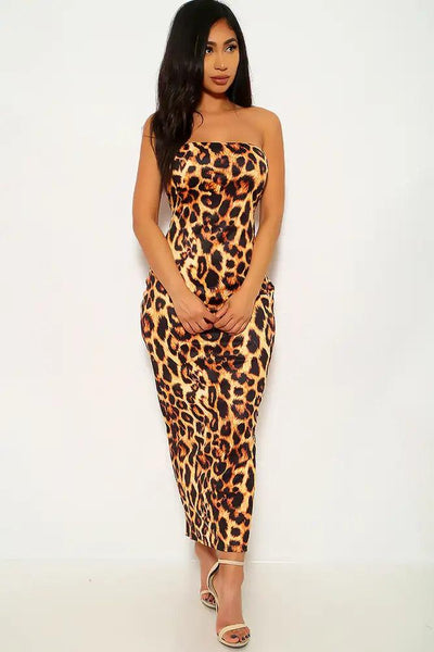 Leopard Print Long Sleeve Two Piece Dress - AMIClubwear