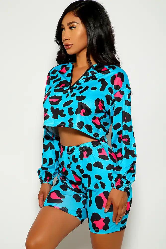 Leopard Print Long Sleeve Two Piece Outfit - AMIClubwear