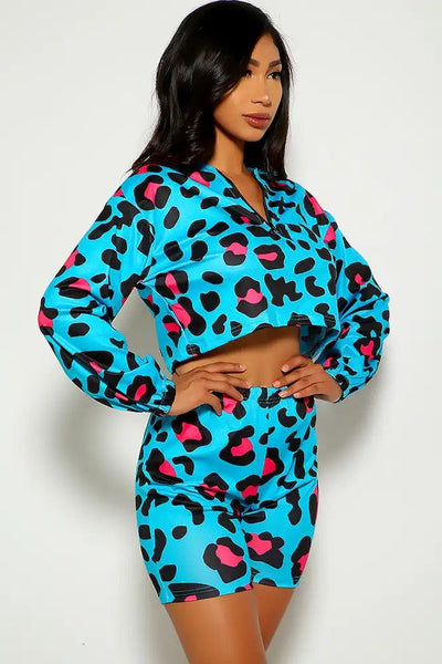 Leopard Print Long Sleeve Two Piece Outfit - AMIClubwear