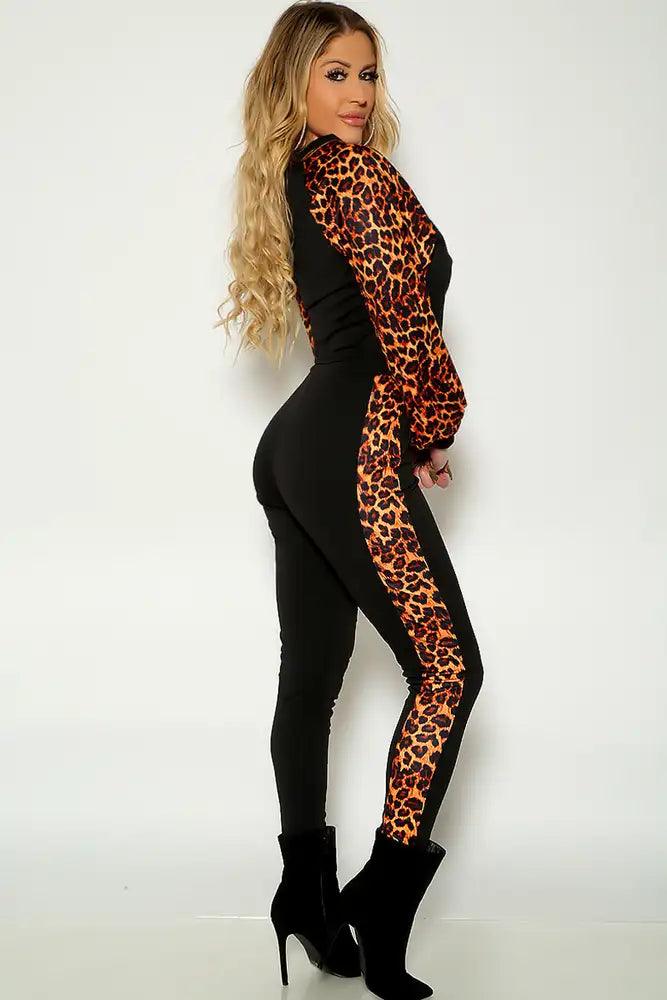 Leopard Print Long Sleeve Two Piece Outfit - AMIClubwear