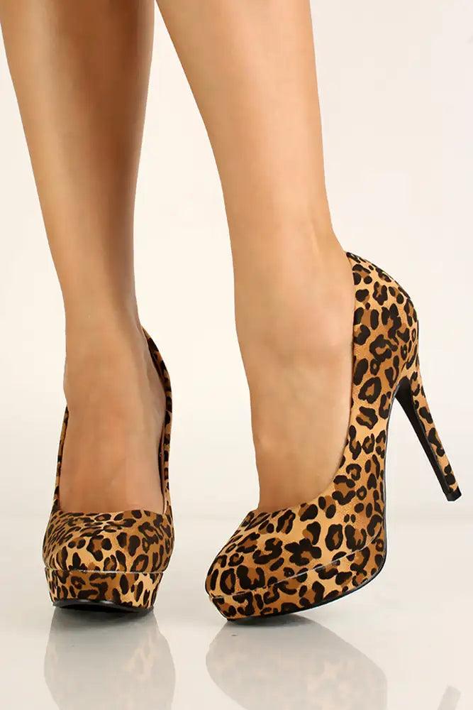 Leopard Print Nubuck High Heel Pumps - AMIClubwear
