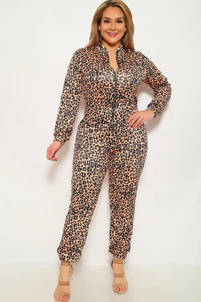 Leopard Print Plus Size Jumpsuit - AMIClubwear