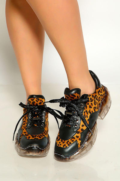 Leopard Print Print Multi Lace Up Sneakers - AMIClubwear