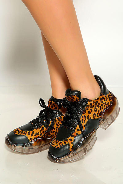 Leopard Print Print Multi Lace Up Sneakers - AMIClubwear