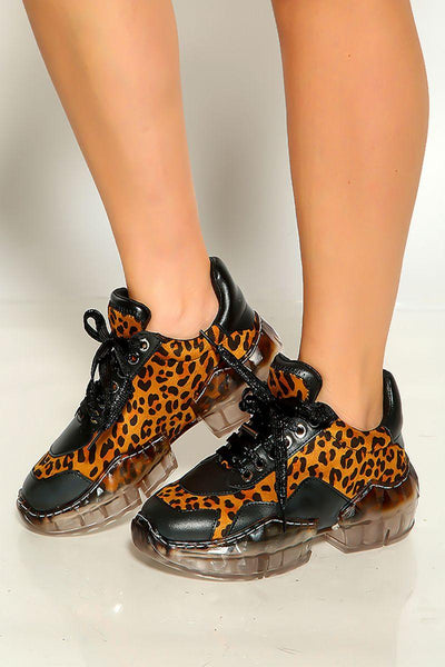 Leopard Print Print Multi Lace Up Sneakers - AMIClubwear