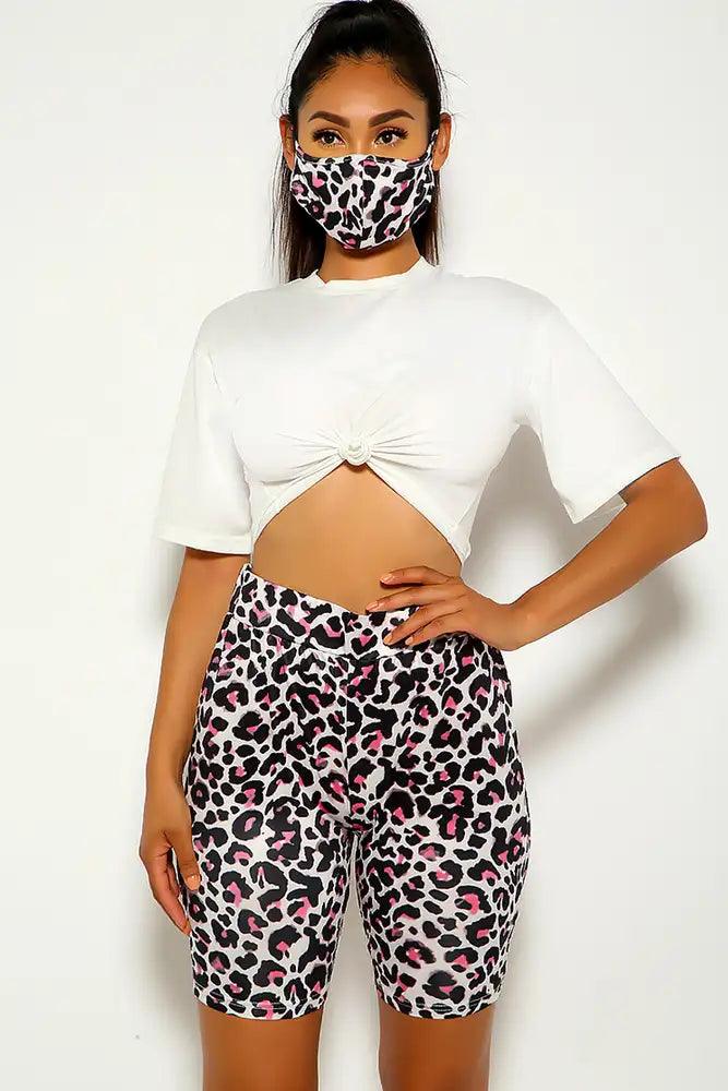 Leopard Short Sleeve Three Piece Outfit - AMIClubwear