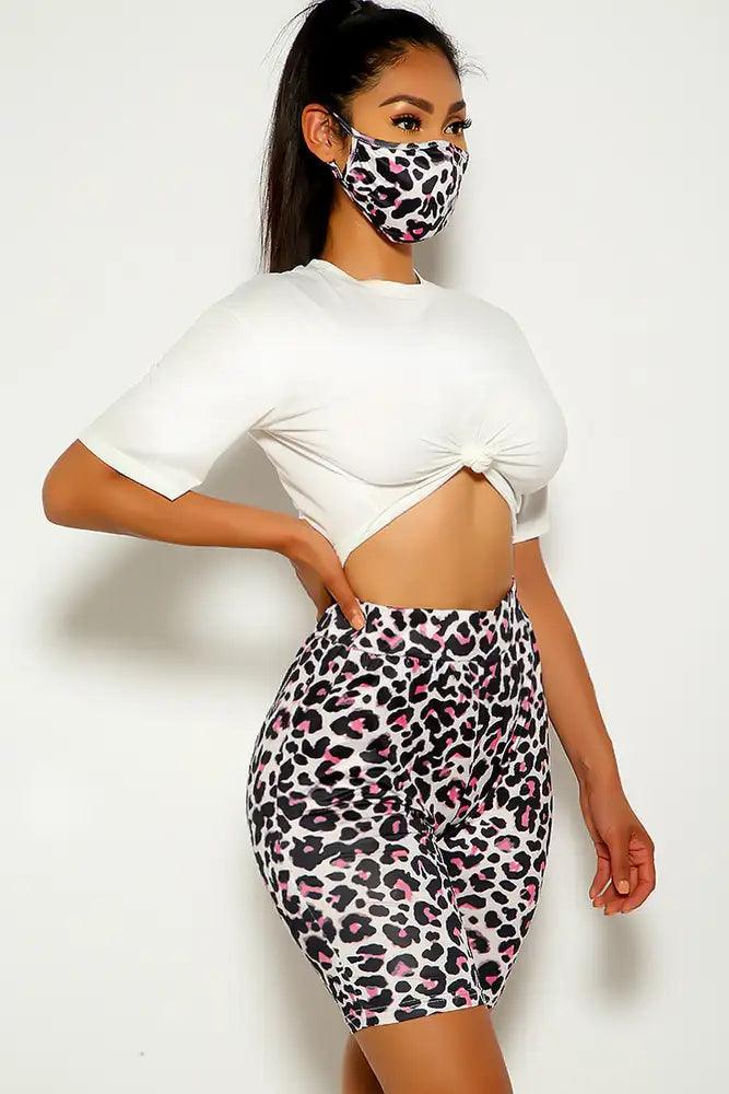 Leopard Short Sleeve Three Piece Outfit - AMIClubwear