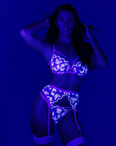 LI604 - Butterfly Glow 3-Piece Short Set - AMIClubwear