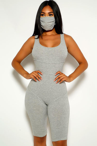 Light Grey Two Piece Face Mask Romper - AMIClubwear