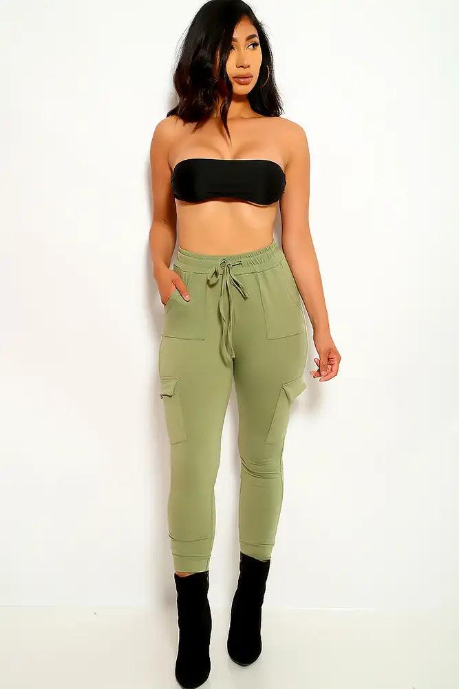 Light Olive Stretchy Pants - AMIClubwear