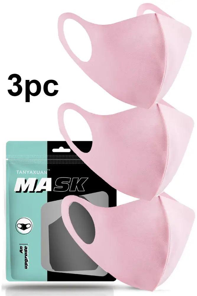 Light Pink Breathable Reusable Washable 3 Piece Face Mask - AMIClubwear