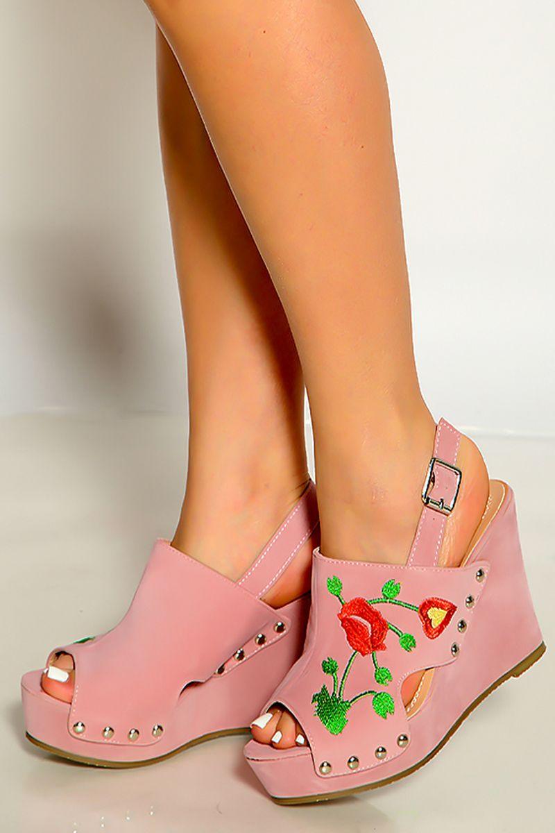Light Pink Heart Faux Suede Wedges - AMIClubwear