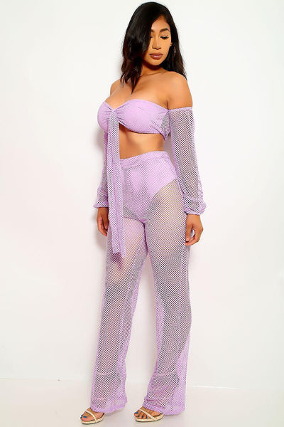 Lilac Netted Two Piece Outfit - AMIClubwear