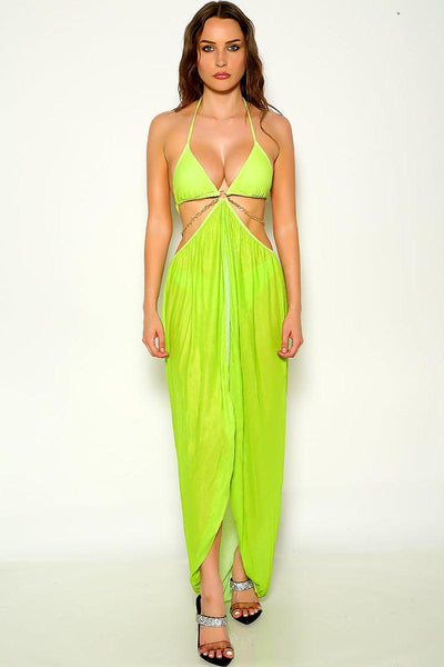Lime Mesh O-Ring Two Piece Sexy Swimsuit - AMIClubwear