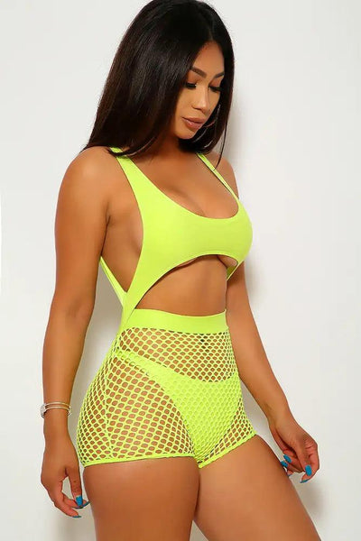 Lime Netted Two Piece Swimsuit - AMIClubwear