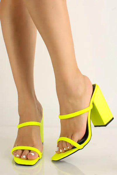 Lime Open Toe Strappy Chunky Heels - AMIClubwear