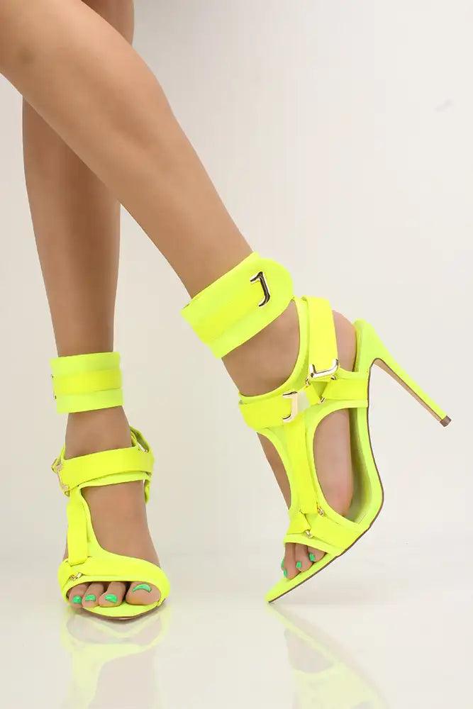 Lime Pointy Toe Lycra High Heels - AMIClubwear