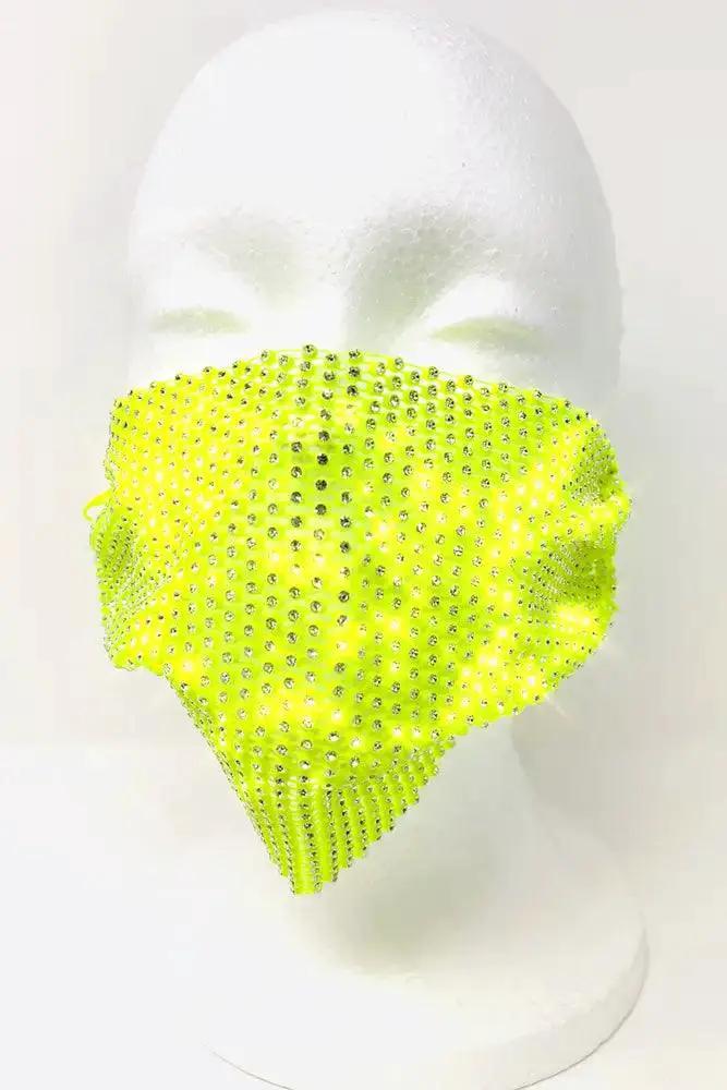 Lime Rhinestones One Piece Face Mask