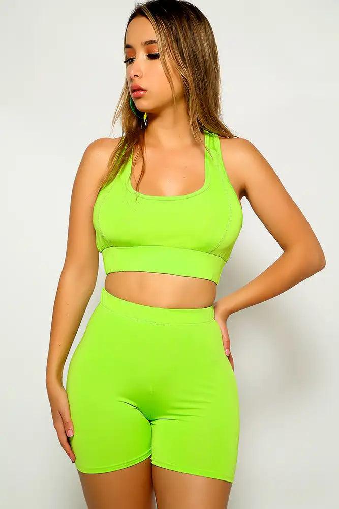 Lime Sleeveless Two Piece Outfit - AMIClubwear
