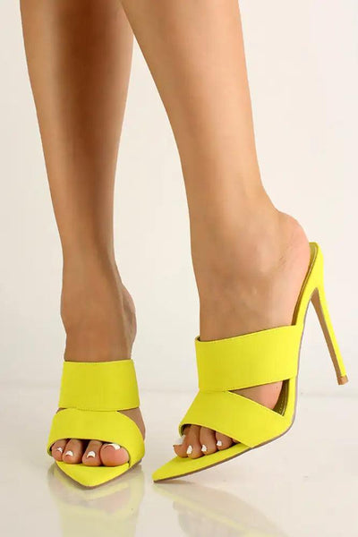 Lime Slip On Open Toe Heels - AMIClubwear