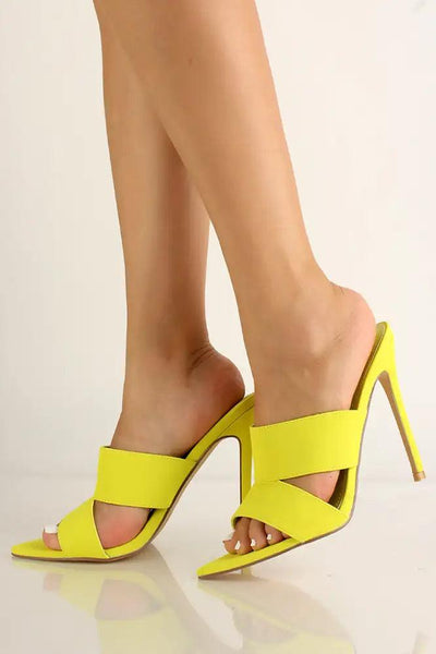 Lime Slip On Open Toe Heels - AMIClubwear