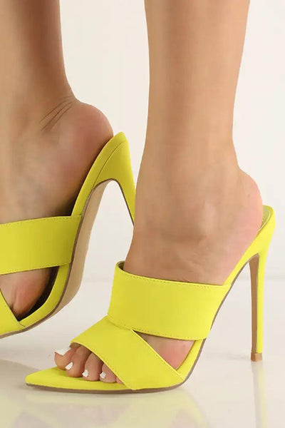 Lime Slip On Open Toe Heels - AMIClubwear